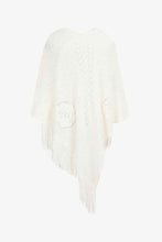 Load image into Gallery viewer, Pearl Trim Fringe Hem Poncho
