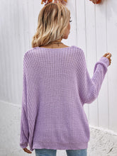 Load image into Gallery viewer, Rib-Knit Drop Shoulder V-Neck Pullover Sweater
