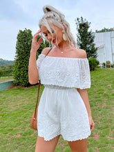 Load image into Gallery viewer, Off-Shoulder Eyelet Fold-Over Romper
