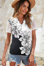 Load image into Gallery viewer, Floral Graphic Scalloped V-Neck Top
