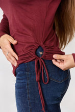 Load image into Gallery viewer, Culture Code Full Size Drawstring Round Neck Long Sleeve Top

