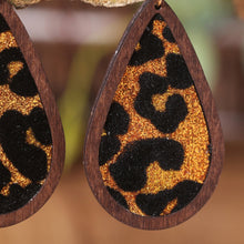 Load image into Gallery viewer, Sequin Wood Teardrop Earrings
