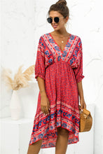 Load image into Gallery viewer, Printed Bohemian V Neck Dress
