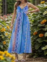 Load image into Gallery viewer, Backless Printed Surplice Cami Dress
