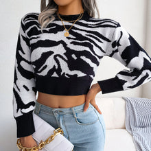 Load image into Gallery viewer, Tiger Print Mock Neck Cropped Sweater
