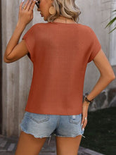 Load image into Gallery viewer, Pocketed Round Neck Cap Sleeve Sweater
