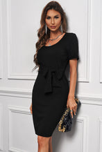Load image into Gallery viewer, Tied Short Sleeve Scoop Neck T-Shirt Dress
