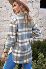 Load image into Gallery viewer, Plaid Dropped Shoulder Pocket Shacket
