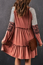 Load image into Gallery viewer, Mixed Print Frill Trim  Long Sleeve Dress

