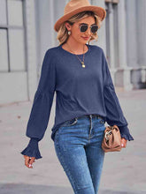 Load image into Gallery viewer, Round Neck Flounce Sleeve Blouse
