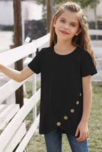 Load image into Gallery viewer, Girls Buttoned Tulip Hem T-Shirt
