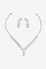 Load image into Gallery viewer, Platinum-Plated Cubic Zirconia Necklace and Drop Earrings Set
