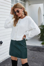 Load image into Gallery viewer, Round Neck Dropped Shoulder Fuzzy Cardigan
