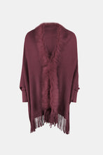 Load image into Gallery viewer, Fringe Open Front Long Sleeve Poncho
