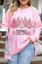 Load image into Gallery viewer, Plus Size MERRY CHRISTMAS Leopard Dropped Shoulder Sweatshirt
