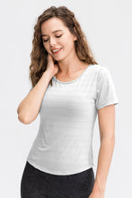 Load image into Gallery viewer, Breathable Cutout Curved Hem Tee Shirt
