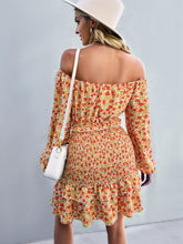 Load image into Gallery viewer, Floral Smocked Off-Shoulder Ruffled Dress
