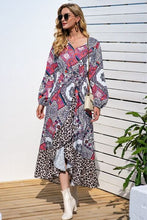 Load image into Gallery viewer, Leopard Ruffle Trim V-Neck Printed Dress
