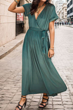 Load image into Gallery viewer, Surplice Tie Waist Short Sleeve Dress
