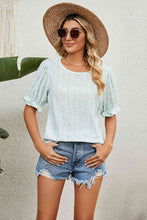 Load image into Gallery viewer, Round Neck Flounce Sleeve Blouse
