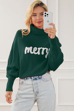 Load image into Gallery viewer, Merry Letter Embroidered High Neck Sweater
