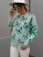 Load image into Gallery viewer, Butterfly Dropped Shoulder Crewneck Sweater
