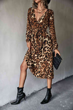 Load image into Gallery viewer, Animal Print Belted Midi Dress
