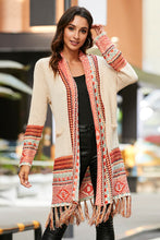 Load image into Gallery viewer, Multicolored Tassel Hem Open Front Cardigan
