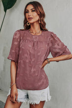 Load image into Gallery viewer, Applique Round Neck Half Sleeve Blouse
