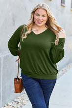 Load image into Gallery viewer, Basic Bae Full Size V-Neck Lantern Sleeve Blouse
