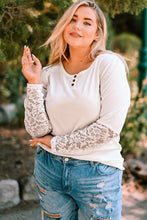 Load image into Gallery viewer, Plus Size Spliced Lace Ribbed Henley Top
