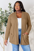 Load image into Gallery viewer, Basic Bae Full Size Ribbed Open Front Cardigan with Pockets
