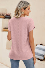 Load image into Gallery viewer, Eyelet V-Neck Petal Sleeve T-Shirt

