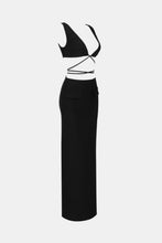 Load image into Gallery viewer, Deep V Tie Back Bralette and Split Maxi Skirt Set
