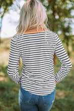 Load image into Gallery viewer, Striped Contrast Trim Quarter Snap T-Shirt
