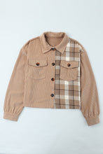 Load image into Gallery viewer, Plaid Corduroy Dropped Shoulder Jacket
