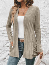 Load image into Gallery viewer, Ribbed Open Front Cardigan with Pockets
