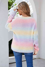 Load image into Gallery viewer, Multicolored V-Neck Rib-Knit Sweater
