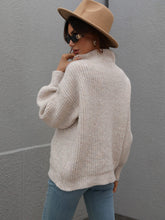 Load image into Gallery viewer, High Neck Balloon Sleeve Rib-Knit Pullover Sweater
