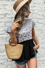 Load image into Gallery viewer, Leopard Color Block Babydoll Tee Shirt
