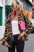 Load image into Gallery viewer, Leopard Zip-Up Dropped Shoulder Jacket
