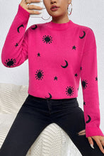 Load image into Gallery viewer, Graphic Mock Neck Dropped Shoulder Sweater

