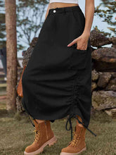 Load image into Gallery viewer, Drawstring Denim Skirt with Pockets
