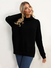 Load image into Gallery viewer, Slit Turtleneck Dropped Shoulder Sweater
