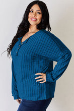 Load image into Gallery viewer, Basic Bae Full Size Ribbed Half Button Long Sleeve T-Shirt
