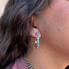 Load image into Gallery viewer, Artificial Turquoise Silver-Plated Hoop Earrings
