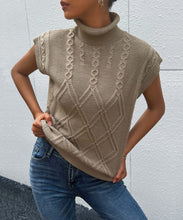 Load image into Gallery viewer, Mixed Knit Turtleneck Sweater Vest
