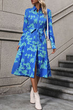 Load image into Gallery viewer, Printed Button Up Tie Waist Dress
