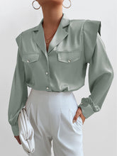 Load image into Gallery viewer, Button Front Shoulder Detail Lapel Collar Shirt
