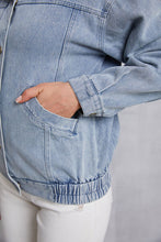 Load image into Gallery viewer, Snap Down Collared Neck Denim Jacket
